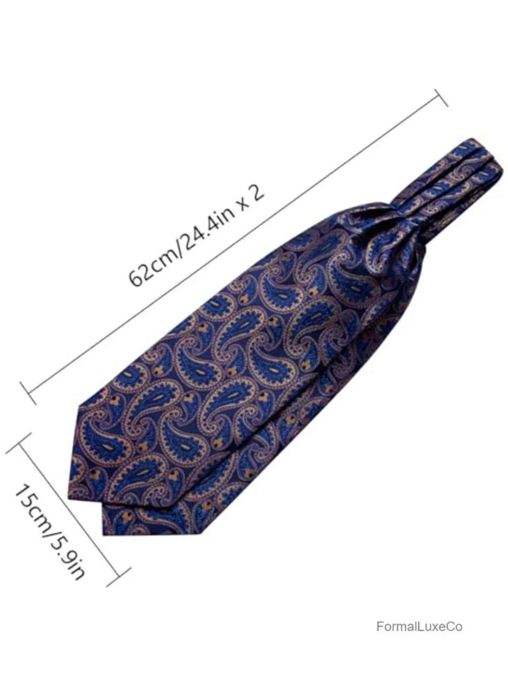 Ascot Tie Set for Men Paisley Floral Cravat Silk Neck Scarf with Pocket Square